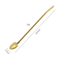 Golden square head 304 stainless steel straw spoon measuring 22.5 cm long and 13g - Smooth Pointed Spoon - Gold