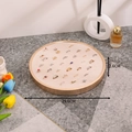 Round jewelry display tray in beige velvet and light gold metal for ring organization - Round 68-Slot Ring Tray-Beige