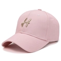 Casquette de baseball rose avec broderie H dorée pour femme en coton respirant et doux - Rose
