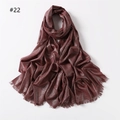 Sparkling dark red cotton scarf with silver metallic thread and frayed edges style #22 - Burgundy