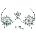 Macro detail of XT-20 iridescent AB resin chest jewels for music festival body art decor - XT-20 AB Mandala Jewel Sticker