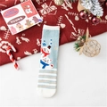 Chaussettes de Noël en polaire corail bleu et blanc avec motifs bonhomme de neige - Taille unique / Bonhomme de neige