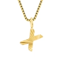 Gold plated stainless steel letter X pendant necklace with solar sunray texture pattern - Letter X - Gold
