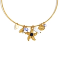 Collar rígido de acero inoxidable bañado en oro 18K con dijes de perla y concha - Gargantilla con Colgante Personalizado / Dorado