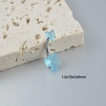 Detailed view of light blue heart zircon navel ring with 1.6x10x5x8mm dimension specs - Silver Blue Zirconia