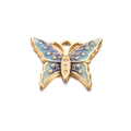 Blue and light blue gradient butterfly pendant with gold plating and rhinestones - Teal