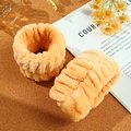 Soft coral fleece facial wristband in warm orange for skincare and washing routines - Warm Orange Wristband 2-Piece Set (23#)