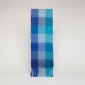 Blauer karierter Schal mit Fransen aus warmem Kaschmir-Imitat für den Winter - Grünblau