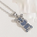 Collana con ciondolo a cucciolo placcata oro 14K con zirconi blu e bianchi - Zirconia Blu Reale Oro Bianco