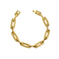 Dettaglio della trama della catena a maglie rettangolari in acciaio placcato oro 18K - Bracciale / Oro