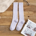 Chaussettes hautes en polaire corail lilas doux pour le confort hivernal à la maison - Violet Clair