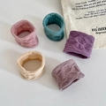 Set of five wide textured elastic hair ties in pastel colors like pink and green - 1# Morandi Tones (5pcs Bag)