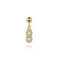 Detailed view of a gold-plated number 8 earring with sparkling crystal pavé setting - Number 8