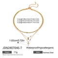 Collier multi-rangs en acier inoxydable doré avec gemme rouge et pendentif croix - Style Pendentif Croix Triple Couche et Pierre Rouge (JDN2407046-7) / Or