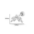 Silver flower stud earring with clear marquise gemstones and 1.04cm width measurement - Leaf (0186-6# Silver)