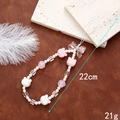 Pink heart and pearl beaded phone charm with bear head beads and a pink bow knot - Cute Cat Head (K2977)
