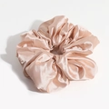 Pink champagne oversized satin scrunchie with glossy pleated texture for girls - Champagne