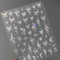 5D embossed butterfly and star nail stickers with laser finish and rhinestones TL-087 - Butterfly and Starburst Style (TL-087)