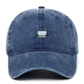 Dunkelblaue Baseballkappe aus gewaschener Baumwolle mit hochwertiger Kaffeetassen-Stickerei - Verstellbar / Marineblau