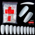 Set van 500 witte ballerina nageltips in 10 verschillende maten op een zwarte basis - Stijl 24# / 500 Stuks / Natuurlijke Kleur