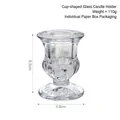 Bougeoir vintage en verre transparent avec cannelures verticales et base en relief - Support à Base de Fleurs en Forme de Coupe