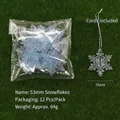 Pack of 12 transparent 53mm snowflake ornaments with silver strings for Christmas trees - Snowflake / 53mm / Blue