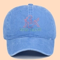 Light blue washed cotton baseball cap featuring pink 'SEND NUDES' embroidery - Adjustable / Light Blue