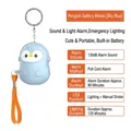 Sky blue penguin personal alarm with 130dB sound and LED strobe on keychain - Chinese Packaging / Penguin / Blue