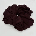 Elastic burgundy chiffon oversized hair scrunchie with soft ruffled fabric texture - Maroon (8-1)