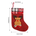 Christmas stocking with elk cartoon and red plaid pattern, size 17cm high by 12cm wide - Small Linen Snowflake Reindeer Stocking