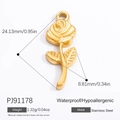 18K gold-plated stainless steel rose pendant with waterproof and hypoallergenic finish - Gold Rose (PJ91178)