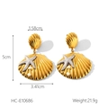 Boucles d'oreilles bicolores en or et argent avec coquillage, étoile et perles - Boucles d'Oreilles Pendantes Perle Coquillage Étoile de Mer (HC-E10686)