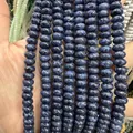 Natural dark blue sodalite flat abacus beads with unique mottled texture for DIY jewelry - Blue Sesame Stone / 5*8mm (approx. 73 pcs/strand)