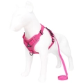 Adjustable pink pet harness and leash set with breathable mesh for small dogs and cats - Rose Red