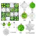 40-piece green and gold Christmas ball set with assorted glitter and matte finishes - New MJXK-14Z Light Green Gold And White Snowflake