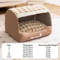 Closed pet house with checkerboard pattern, available in S to XXXL sizes for dogs - S (35x30x30cm) / Houndstooth Drawer Style / Lomi Brown
