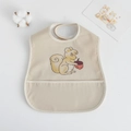 Waterproof baby bib with squirrel print and crumb catcher pocket in beige color - Pu Bib (double-layered Bib) - Squirrel Fruit / One Size