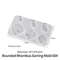 Translucent silicone resin mold for DIY geometric diamond earrings with pre-drilled holes - Rhombus Earring Mold 004