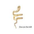 Golden snake-shaped ear cuff with scale texture for left ear, non-pierced earring - 1PC Left Ear Wrapped Snake Ear Cuff / Gold