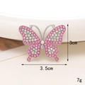 Sparkling pink and white rhinestone butterfly accessory with 3x3.5cm dimensions - D1620-Pink Butterfly