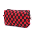 Gebreide cosmetische tas met rood en zwart schaakbordpatroon en ritssluiting - Zwart-Rood Geruit