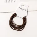 Set of 10 dark coffee high-elastic hair ties displayed on a white jewelry card - Dark Coffee