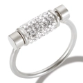 Elegant silver ring with a rotating cylinder paved with sparkling rhinestones - US 8 / Steel