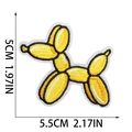 Detailed view of yellow balloon dog embroidery patch with precise size measurements - Balloon Dog Style (X15SD-088-24)