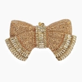 Champagne gold bow-shaped evening clutch bag with sparkling rhinestones and crystals - Gold / Gold Rhinestone