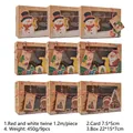 Detailed set of 9 Christmas kraft gift boxes with window, twine and festive tags - 9 Pieces/Pack