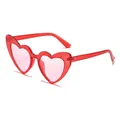 Fashion heart shaped sunglasses with red glitter frames and pink transparent lenses - Glitter Red Frame Red Lens