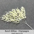 Artificial champagne willow branch with silk leaves for home and wedding decor - Champagne