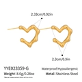 Detail of liquid metal heart earrings in gold stainless steel with product dimensions - Gold(YYE023359-G)