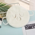 White thickened plush hot compress facial mask towel with ear loops for skin care - Three Holes Ear Hanging With Twisted Edge
